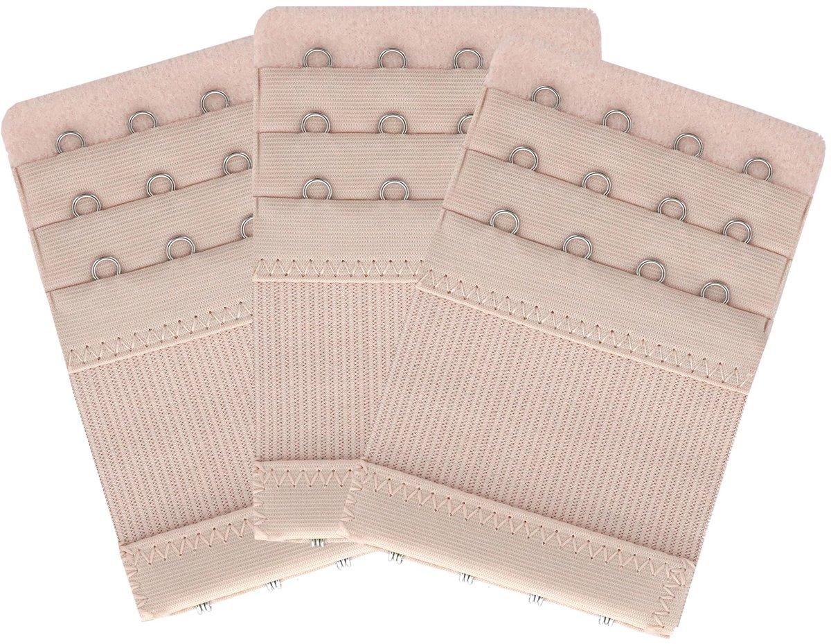 Dailygoods- Beha-verlenger 4 Haken - 3 Stuks - Verstelbare Lengte - Zacht en Flexibel - Comfortabel - Eenvoudig te Bedienen - Bh-extender