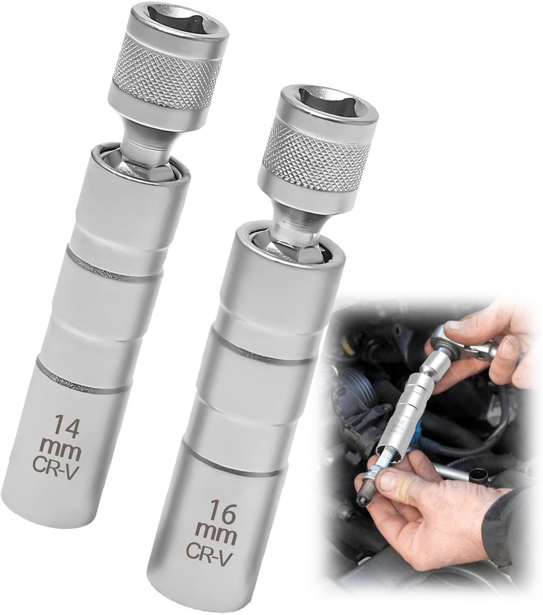 Dailygoods - Bougiestekker voor autoreparatie, bougiesleutel, magnetische bougiesleutel, bougiestopcontact, gereedschap voor het verwijderen van bougies, bougiesleutel 14 mm en 16 mm