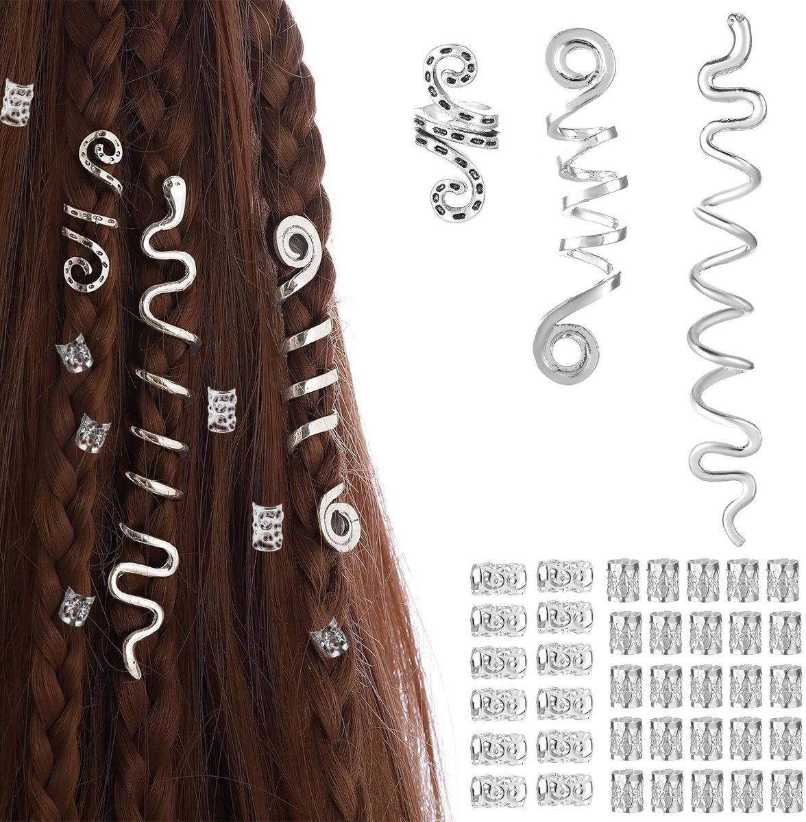 Dailygoods - Set van 40 Spiraalvormige Haaraccessoires voor Dreadlocks