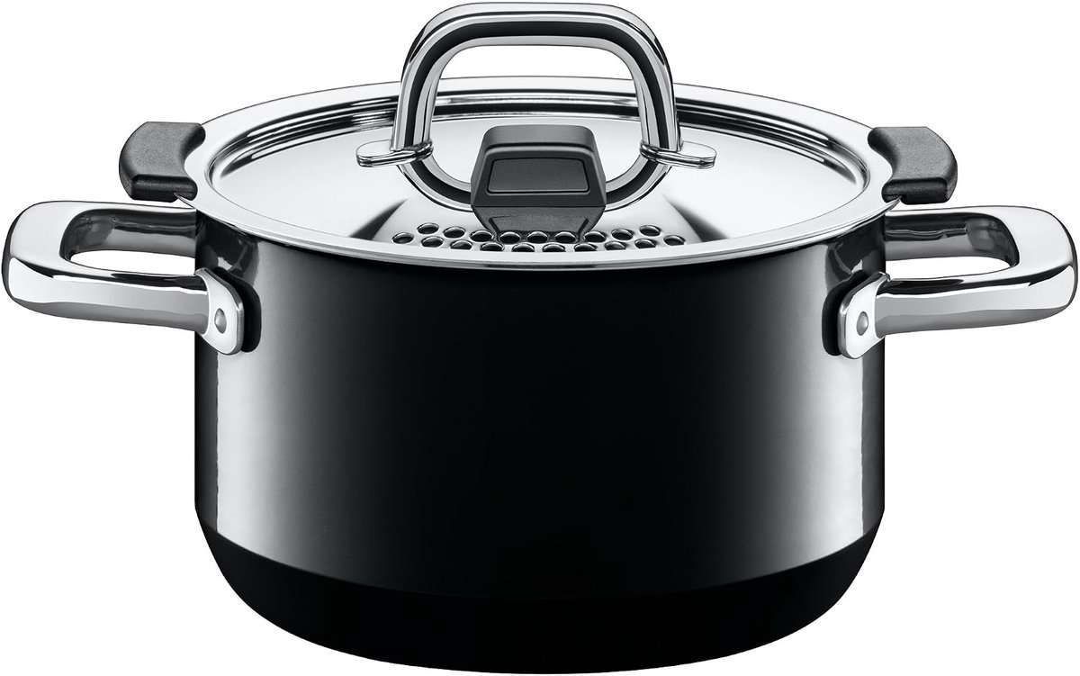 Kookpan met deksel Vleespan sauspan Koken op inductie Nikkelvrije keramiek 16 cm 2 liter Zwart