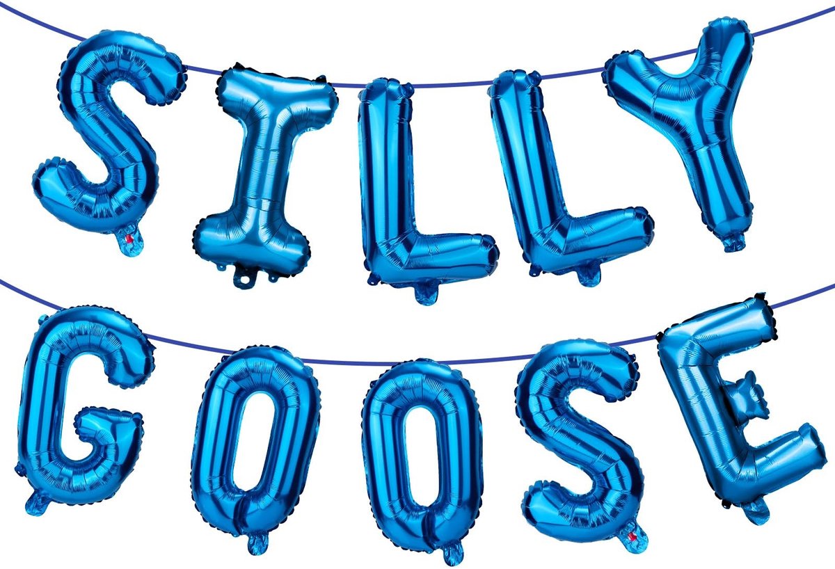Dailygoods- Ballonnenbanner - Feestdecoratie met Gekke Gans - Ballonnenkrans - Aluminiumfolie - Set met Lint en Lijmstippen - 42 cm Hoogte