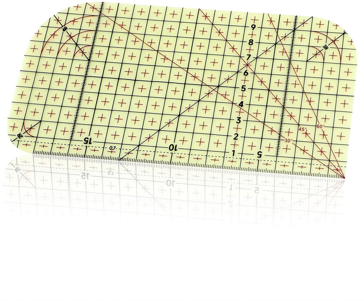 Dailygoods- Strijkliniaal Hittebestendig - Patchwork Liniaal - Antislip - Universeel - 20 x 10 cm - Praktisch voor Naaien/Knutselen - Patchworkliniaal