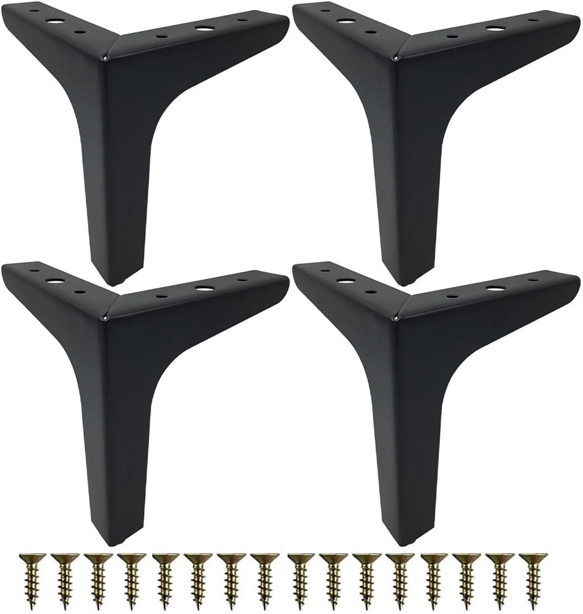 Dailygoods - 4 stuks 15 cm meubelpoten zwart metaal, kastpoten met schroeven, perfect voor bank, salontafels, kasten, tv-kasten, nachtkastje, laden, meubelpoten, kastpoten voor doe-het-zelfprojecten