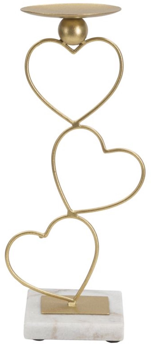 Mauro Ferretti Kandelaar Hearts 14,5×10×32,5 cm Goud