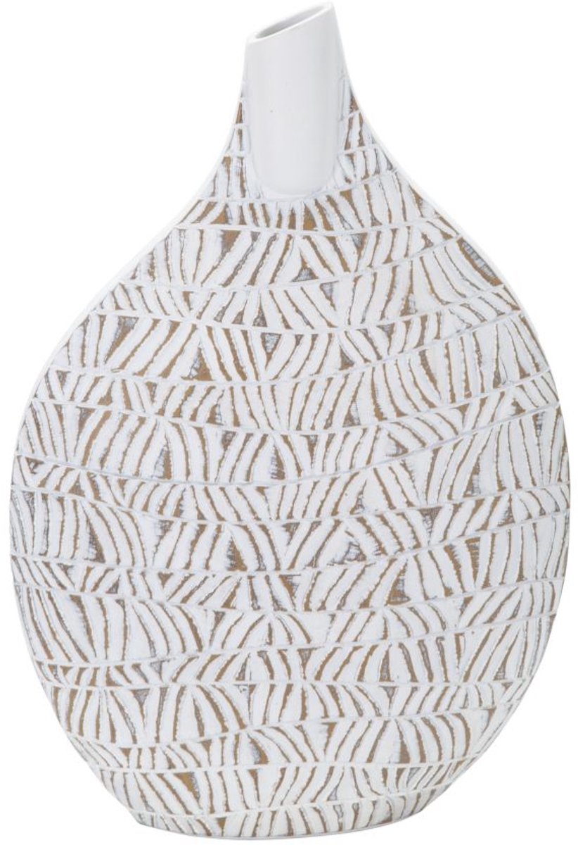 Mauro Ferretti Vaas Polyresin Nairobi 30,5×11,5×46,5 cm Wit Wash