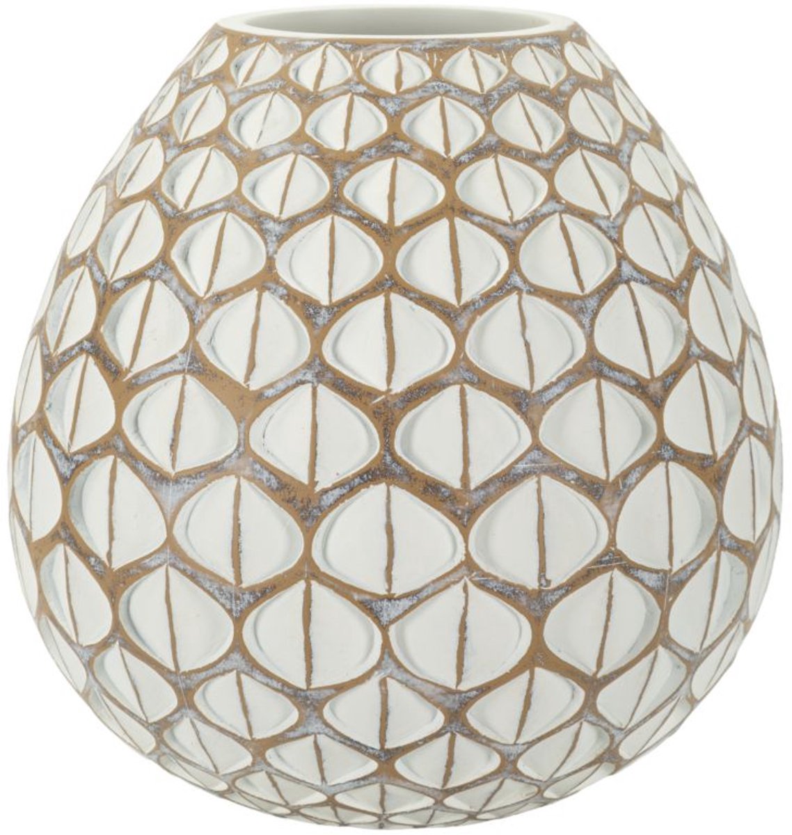 Mauro Ferretti Vaas Resin Vase Tibet Ø 27×27 cm Wit Wash