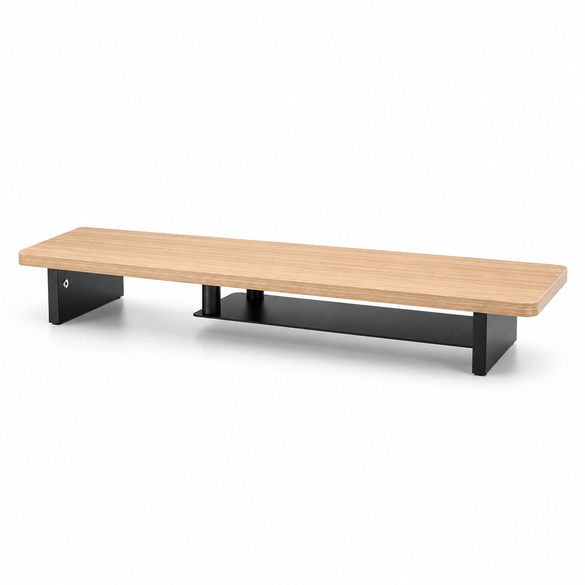 Desk Shelf Oak - Zwart - Monitorstandaard van Eikenhout