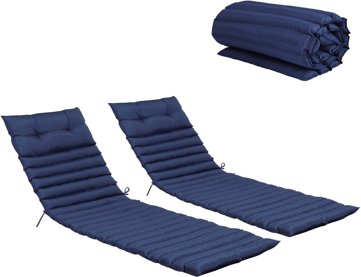 Ligbedkussens - 2 Stuks - Vervangende Zitkussens voor Tuinmeubels - Marineblauw