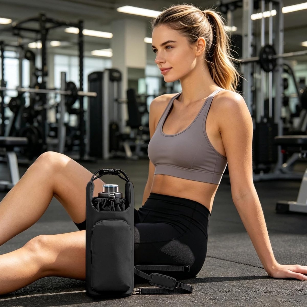 1 stuk - Tas voor waterfles - Geïsoleerde crossbodytas voor waterfles - Geschikt voor diverse situaties zoals fitness, sport, wandelen, buitenactiviteiten, reizen, strand, cruiseschepen, autogebruik, rugzak, kantoor en campus - 30x10x12cm - Zwart — cadeau in Sport & Outdoor - foto 7