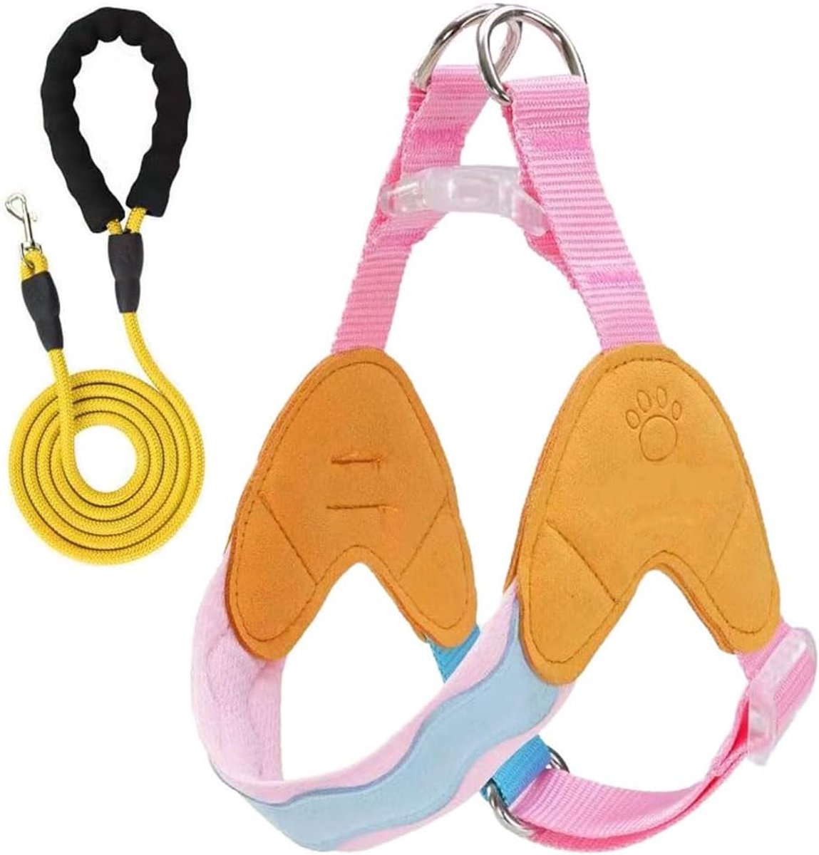 Hondentuig Riem Set - Anti-trek Harnas - Veilige Wandelingen - Y-vorm Ontwerp - M+2M - Oranje