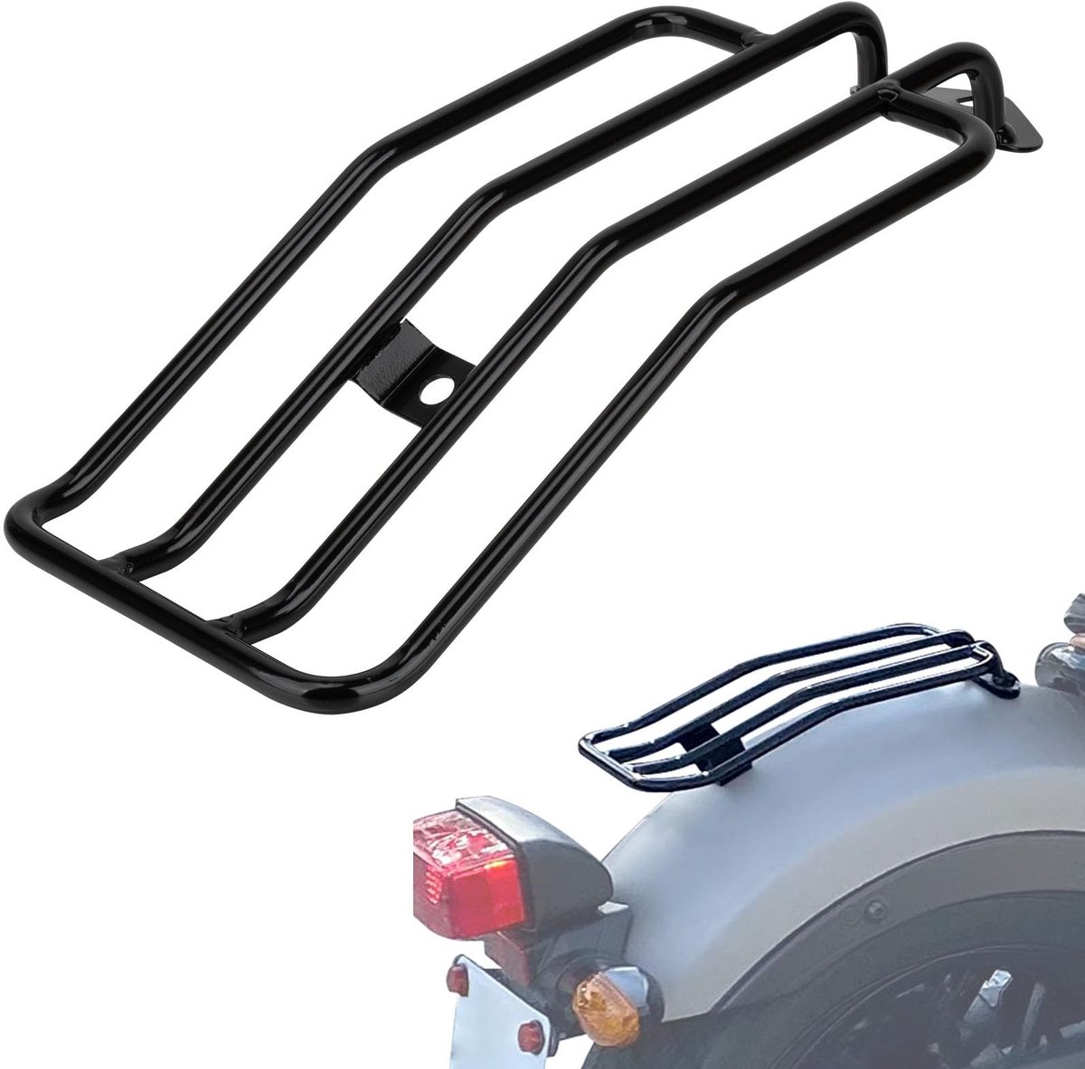 Dailygoods- Bagagedrager Achter Nauwkeurige Pasvorm - Bagagedrager Zwart - Motoraccessoires - Sterk en Betrouwbaar - Draagvermogen 2017-2025 - Motorrek