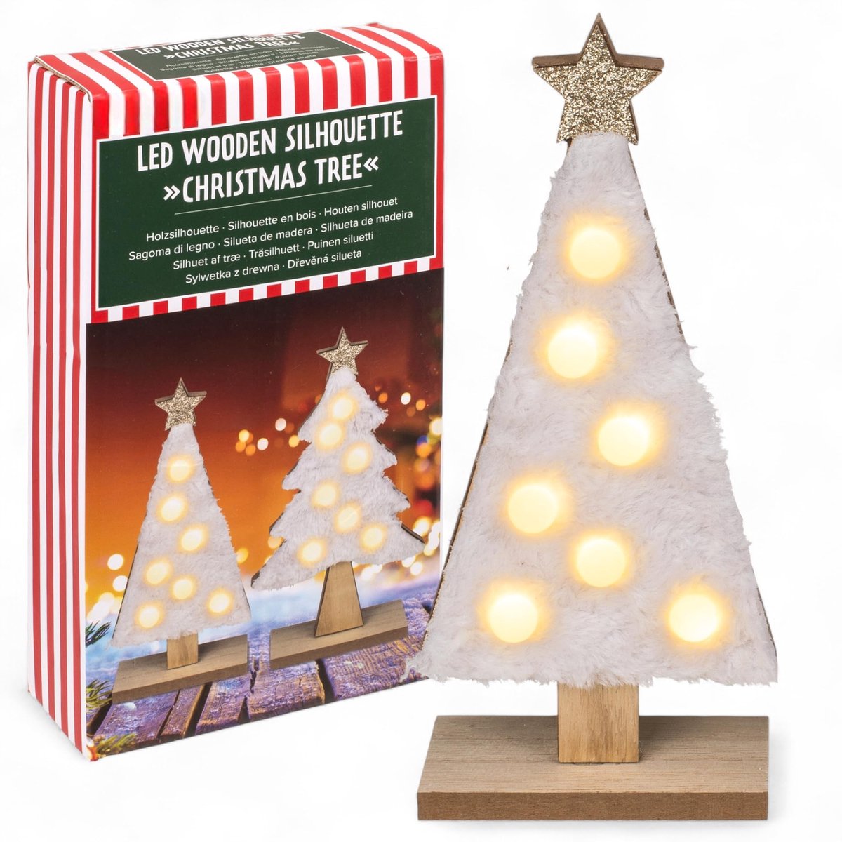 Dailygoods - LED Kerstboom van Hout met Licht - 2 Designs