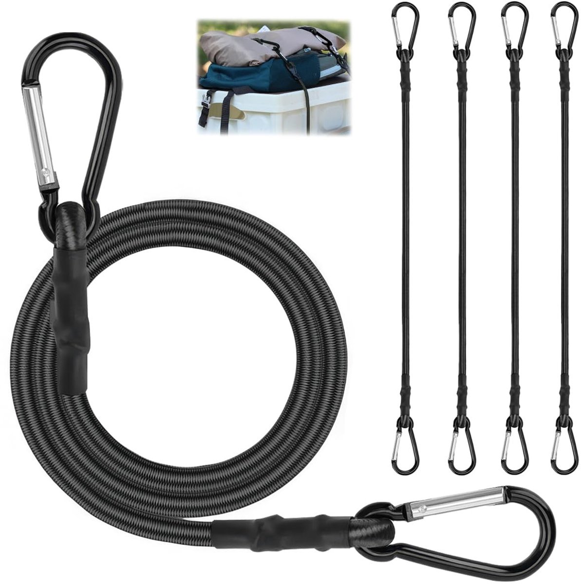 Dailygoods- Bagagerek Spanners 120 cm - Rubber Spankoord - Sjorbanden - Elastische Riemen - Multifunctioneel - Voor het Vastzetten van Bagage - Spanband