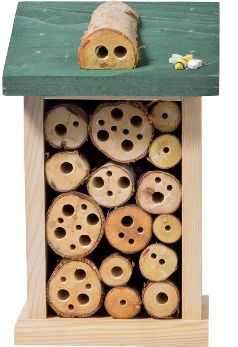 Insectenhotel-FSC Hout- Bijenhotel-11x13x21 cm. Keurige afwerking. Natuurlijke materialen.