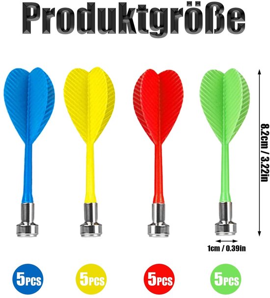 Magnetische dartpijlen - Magneetpijlen set - Indoor spel plezier - 20 stuks - 8.2CM lengte - Gekleurd — afbeelding 5