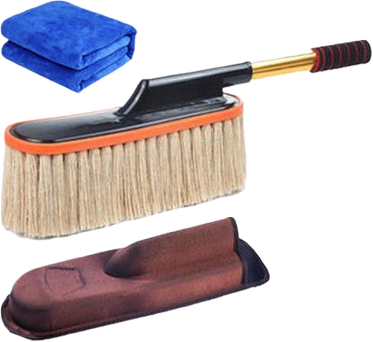 Reinigingsset Auto - Dweil Borstel - Auto Interieur Reinigen - 3-Delige Set - 65 cm - Stel een