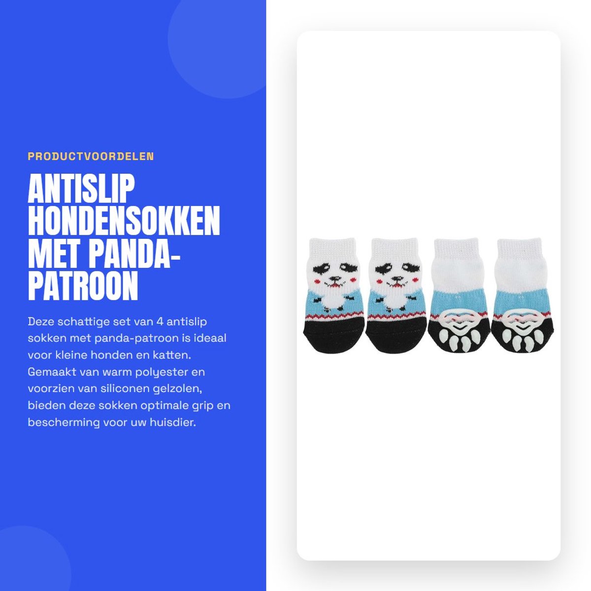 Dailygoods- Hondensokken Antislip - Set van 4 - Pootbescherming - Tractie met Siliconengel - Warm Polyester - Maat S (6 x 2,5 cm) - Huisdierensokken