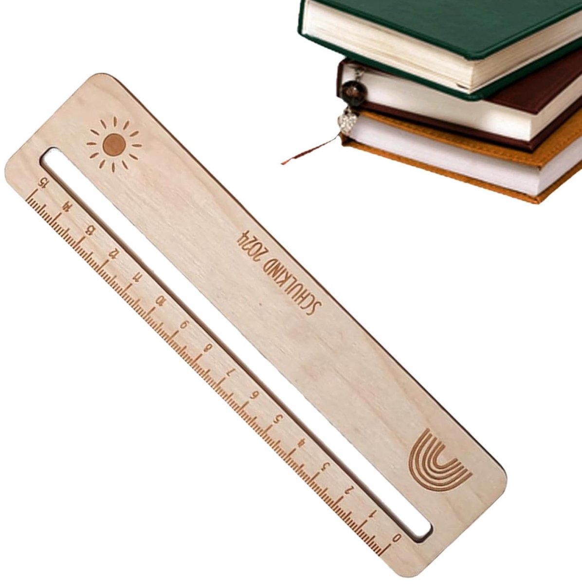 Houten Liniaal - Meetlat School - Tekenen Meten - Nauwkeurige Schaal - 17 cm - Houtkleur