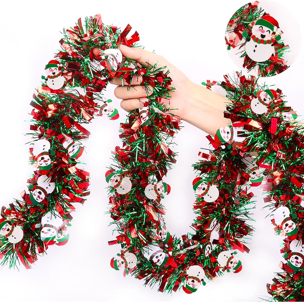 Dailygoods - Kerstslinger, kunstkerstslinger, kerstboomversiering, 2 stuks, 2 m, kerstdecoratie, geschikt voor trappen, open haard, muren, buiten