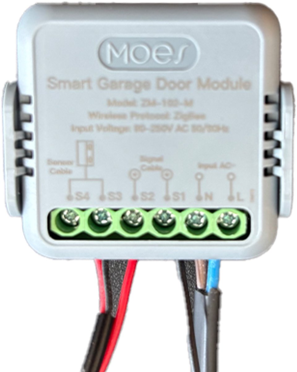 Moes garagedeuropener inbouw set | Werkt met Zigbee | Werkt op Tuya Smart en SmartLife | Pas je bestaande garagedeurbediening aan | eind-sensor met draad | euro stekker | inbouwmodule | Kronsteen module openen op afstand | tijdschema