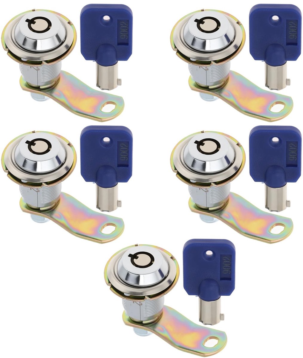 Dailygoods- Cam Lock 27mm - 5x Sloten - Sleutels - Geschikt voor Houten Deuren - Kasten - Flipperkasten - Standaard Cilindrische Structuur - Kastslot