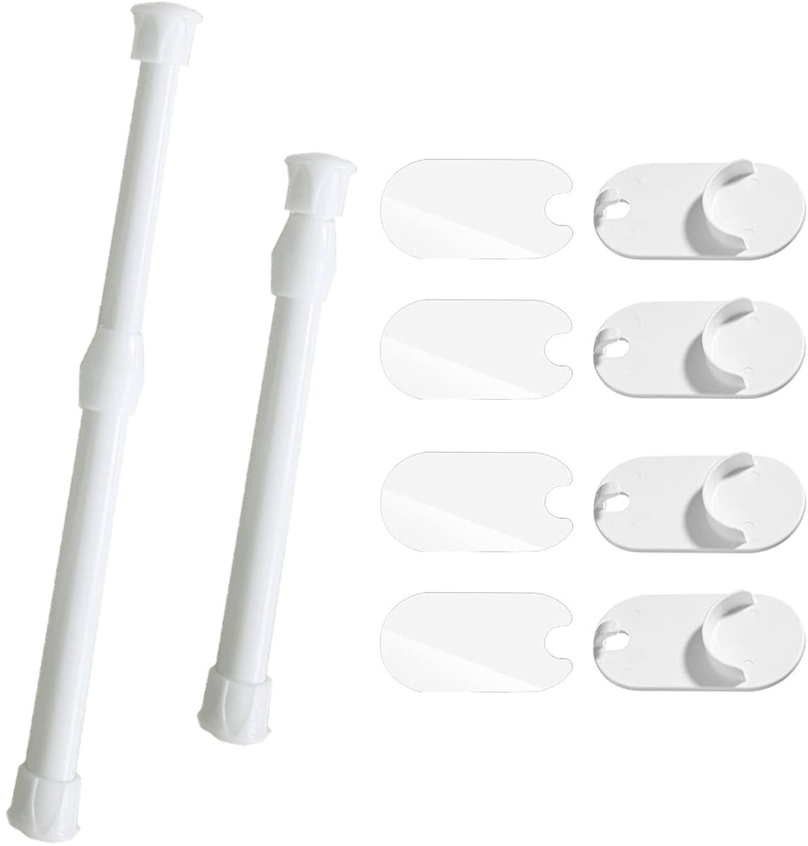 Dailygoods - Telescoopstang, 2-delige telescoopstang om te klemmen, 40-70 cm gordijnklemstang, telescopische stang, gordijn, uittrekbare douchestang, geschikt voor badkamer en keuken, wit