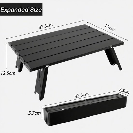 Klaptafel - Opvouwbare campingtafel - Campingtafel - Vouwtafel - Balkontafel - Tuintafel - Kampeer opvouwbare tafel - Picknicktafel - voor backpacken, wandelen, vissen, picknicken, tentkamperen en andere buitenactiviteiten - 40*29*13.5 cm - zwart — afbeelding 4