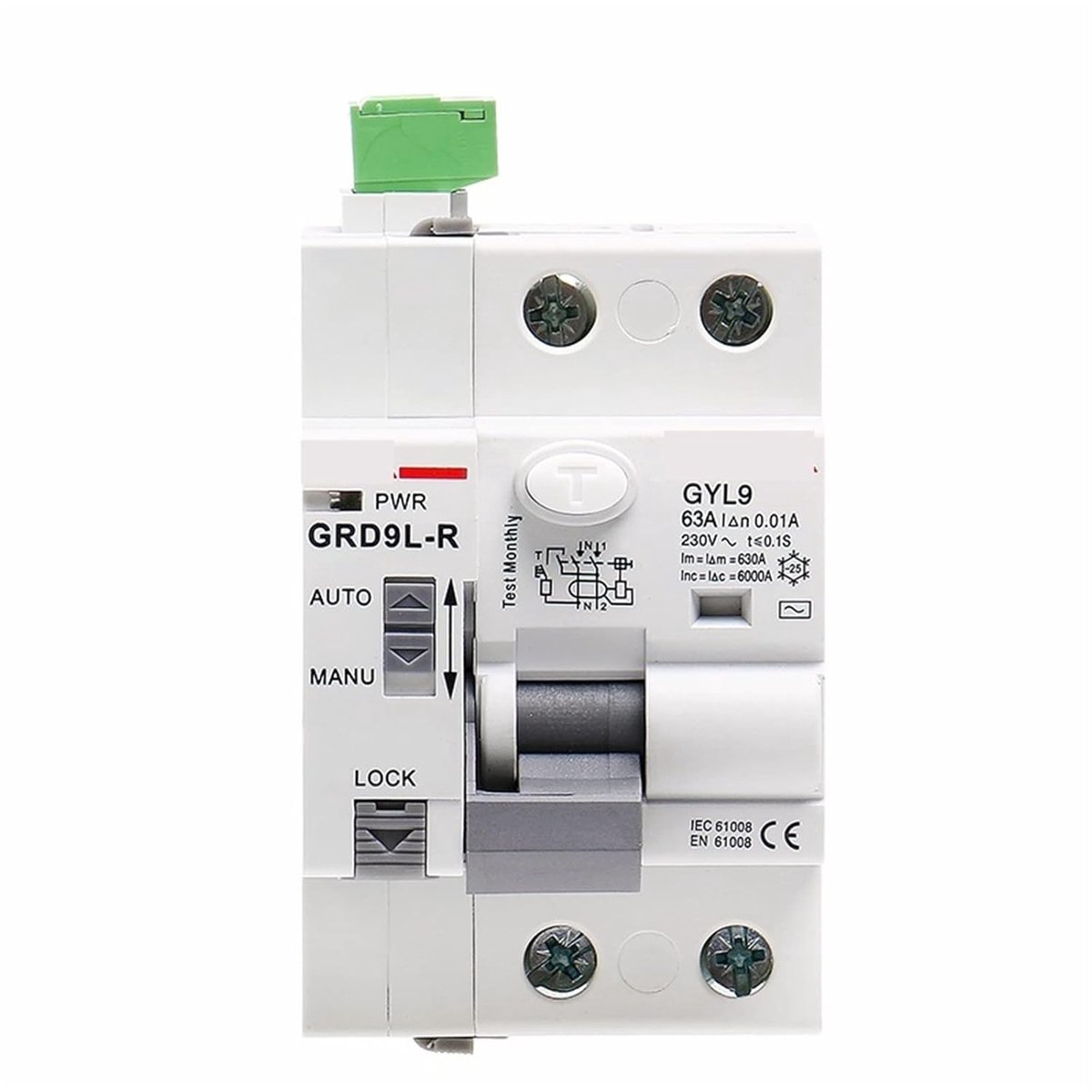 Aardlekschakelaar - Stroomonderbreker - Veiligheid Elektrische Installaties - Automatische Heractivering - 6KA 2P 40A - Grijs