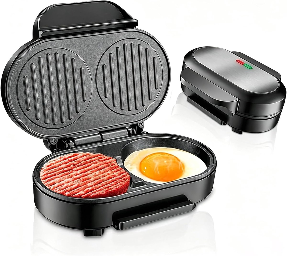Ontbijt Maker - Sandwich Grill - Snelle Maaltijden - Dubbelzijdig Verwarmen - 1000W - Zwart