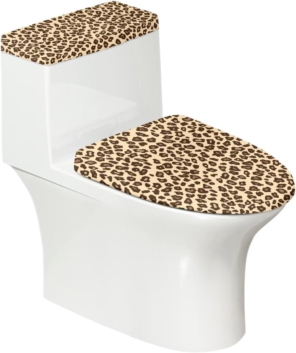 Toilet Dekselhoezen - Toilet Set - Badkamer Decoratie - Universele Pasvorm - Set van 2 - Luipaard