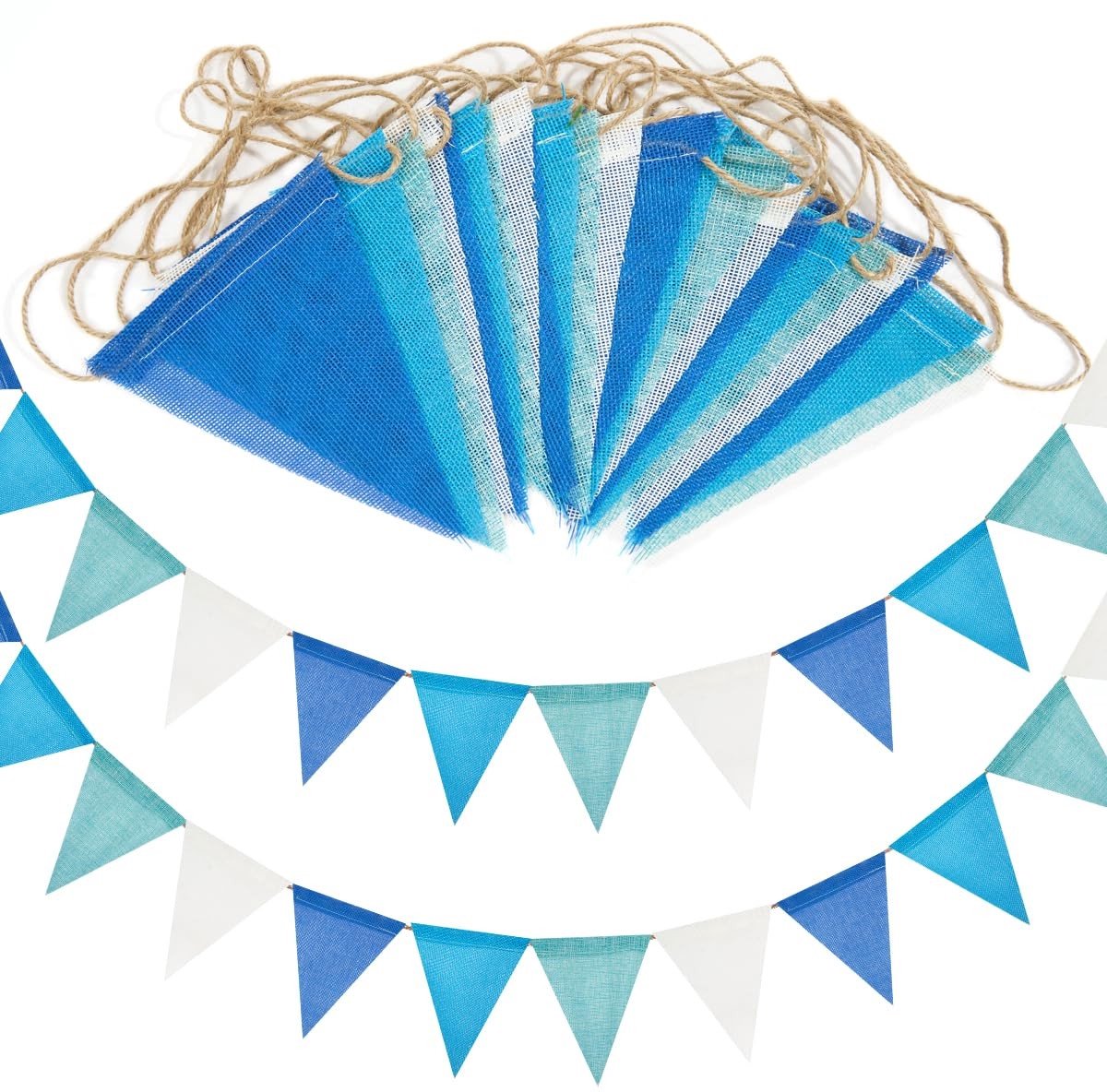 Dailygoods - 10M Blauwe Vlaggenlijn - Waterdichte Driehoek Vlaggen voor Feestdecoratie