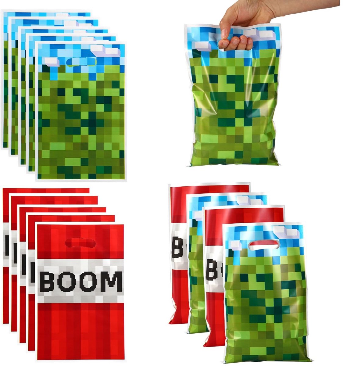 Dailygoods - 50 Stuks Pixel Feestbedankzakjes - Videospel Thema Traktatie Zakjes voor Kinderen
