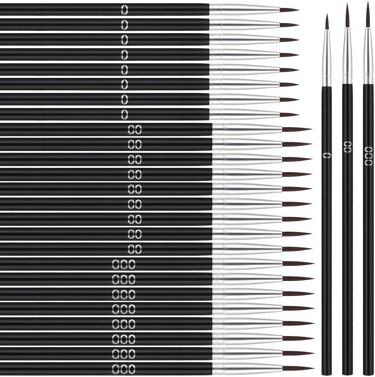 Dailygoods- Detailpenselen Set van 30 Stuks - Miniatuur Penselen - Fijne Verf Borstels - Houten Handvat - Professionele Kwaliteit - Ultrafijne Punt - Miniatuurpenselen