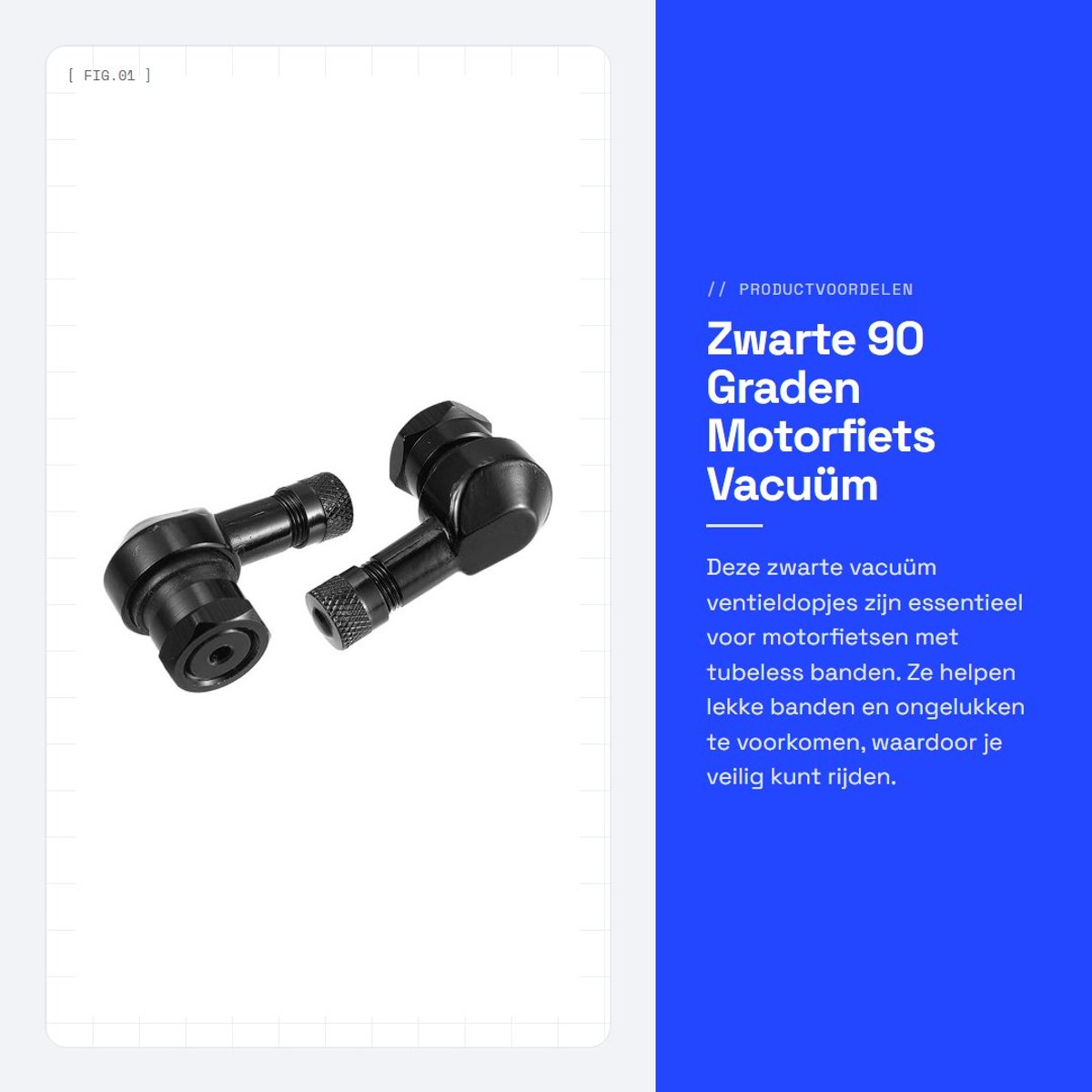 Dailygoods- Ventieldopjes 90 Graden - Tubeless Ventielen - Geschikt voor Motorfietsen/Scooters - Eenvoudig te Installeren - 11.3mm Ventielstelen - Effectieve Bescherming tegen Lekke Banden