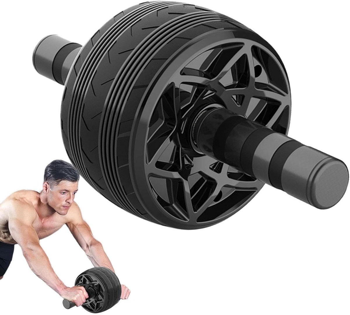 Buikspierroller - Core Trainer - Thuis Krachttraining - Automatische Rebound - Compact Ontwerp - Zwart