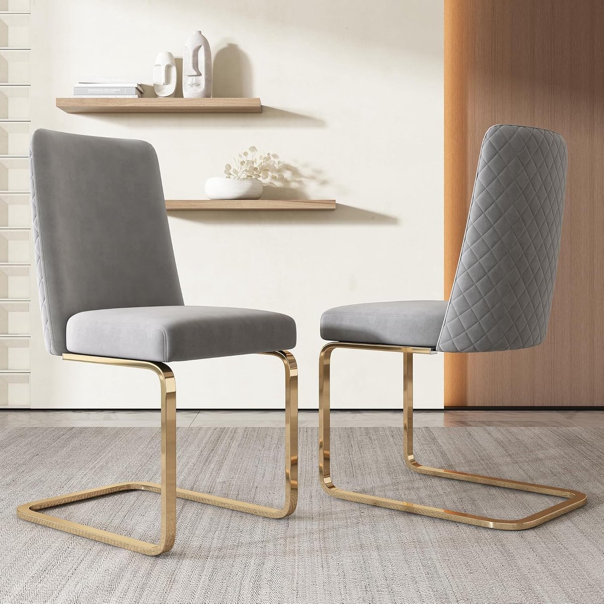 Eetkamerstoelen Set - Gestoffeerde stoelen - Comfortabel zitten - Ruitvormig design - Set