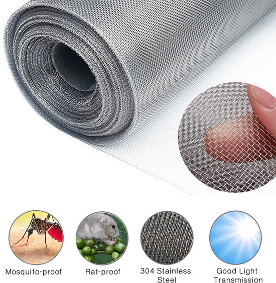 Filter Screen Sheets - Roestvrij Staal - Air Vent Mesh Cover - Wire Mesh Roll 30x120cm - Geweven Draad 30 Mesh - Fijne Draad Mesh Sheet voor Ventilatie Cover - Air Baksteen - Thuis Keuken - Tuin van Merkloos	 — afbeelding 4