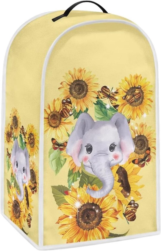 Blenderhoes - Apparaathoes Keuken - Keuken Apparaten Beschermen - Spatbestendige Stof - 24 x 18.5 x 40.5 cm - Olifant Zonnebloem — afbeelding 5