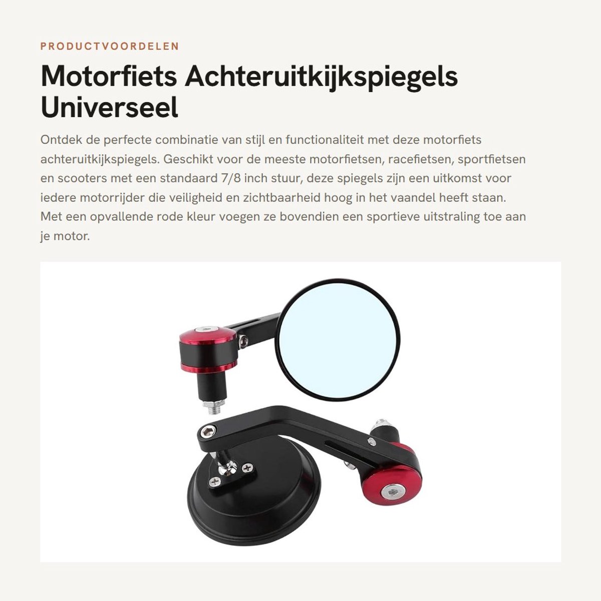 Dailygoods- Achteruitkijkspiegels Universeel - Ronde Spiegels - 7/8