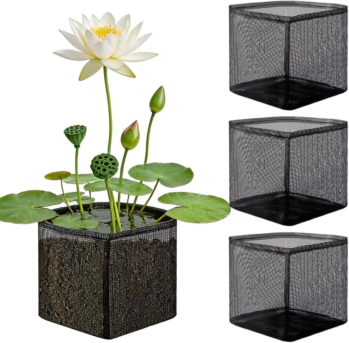 Plantenmanden voor Vijver - Waterplant Potten - Waterplanten Kweken - Ademend Mesh Ontwerp - 4 stuks - A