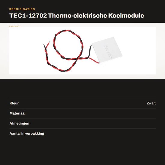 Dailygoods - TEC1-12702 Thermo-elektrische Koelmodule 40x40MM 12-15V voor Koelkast van Dailygoods — afbeelding 2