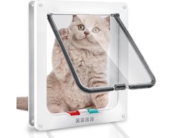 Dailygoods- Kattenluik 4-voudig afsluitbaar - Kattenluik met microchip - Kattenluik binnendeur - Kattenluik voor gewicht <14 kg - Kattenluik met chipherkenning - Externe afmetingen 19,2 x 20 cm - Huisdierenluik