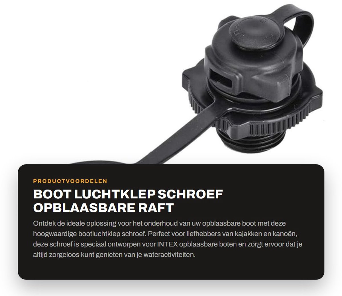 Dailygoods- Luchtklep Zwart - Boot Luchtklep Schroef - Opblaasbare Boot - Kunststof - Eenvoudig te Installeren - Duurzaam Materiaal - Opblaasventiel