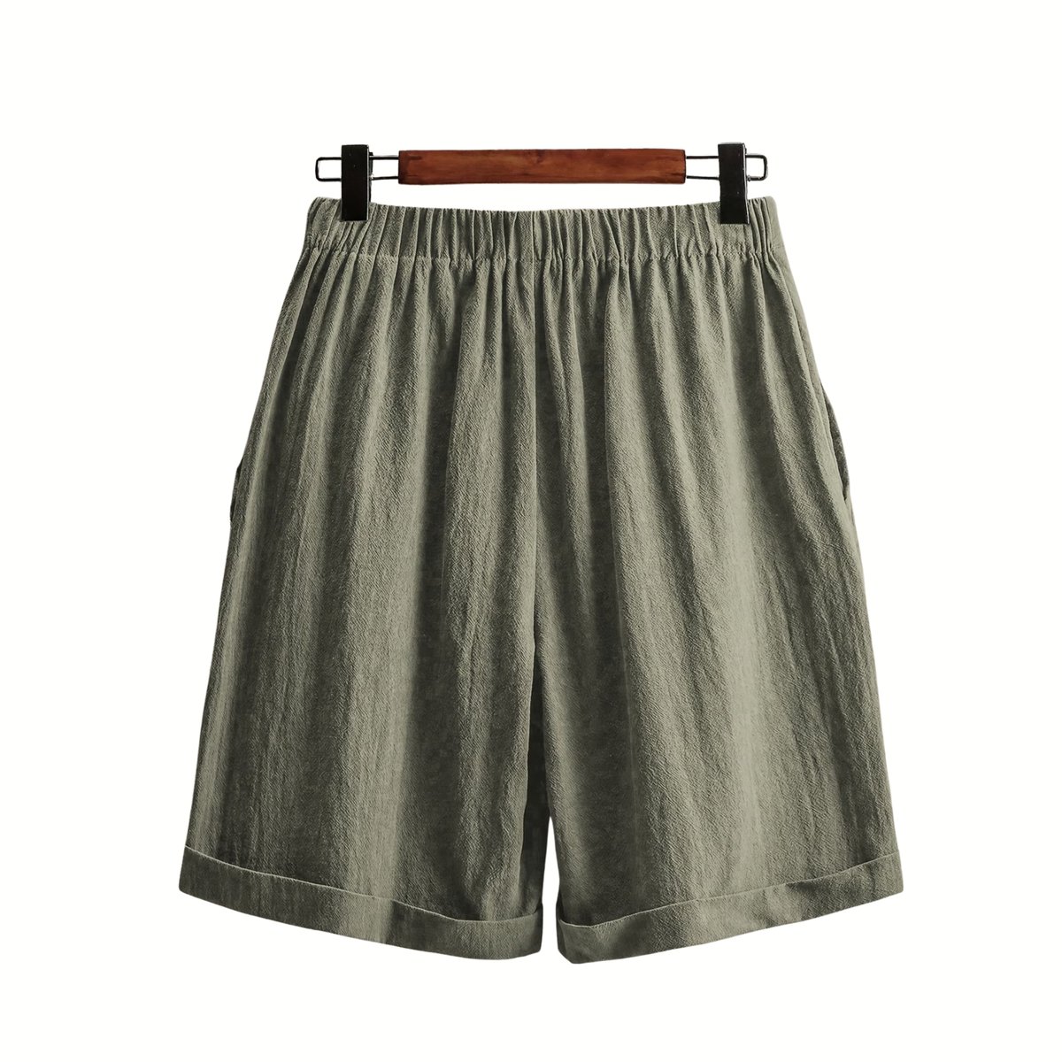 Currero Korte Linnen Broek Dames Zomerbroek Volwassenen Korte Broek Shorts Strandbroek Zomer Ibiza Stijl Varen 3XL Groen