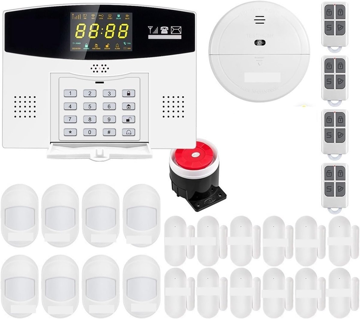 Draadloos alarmsysteem - Slimme woningbeveiliging - Huis beveiligen - LCD kleurendisplay - 25 x 15 x 15 cm - Kit1