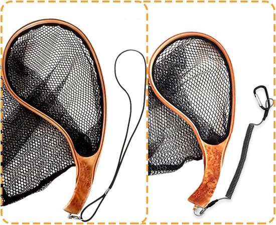Visnet Houten Frame - Nylon Schepnet - Stream Vissen - Sneldrogend Nylon - Compact Ontwerp - Meerkleurig — afbeelding 3