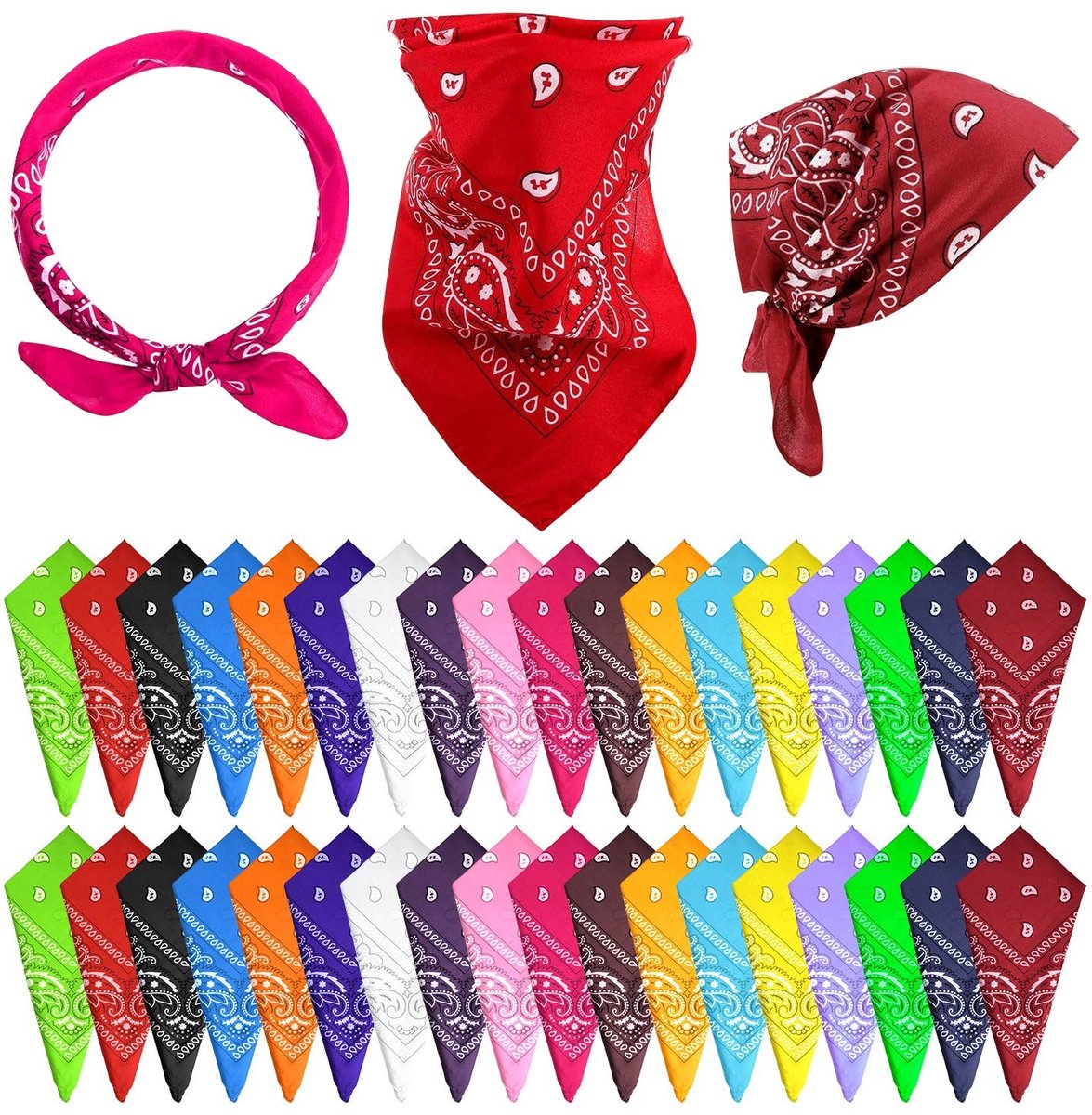 Dailygoods - 36 Stuks Paisley Bandanas - Cowboy Bandana met Paisley Print voor Diverse Activiteiten