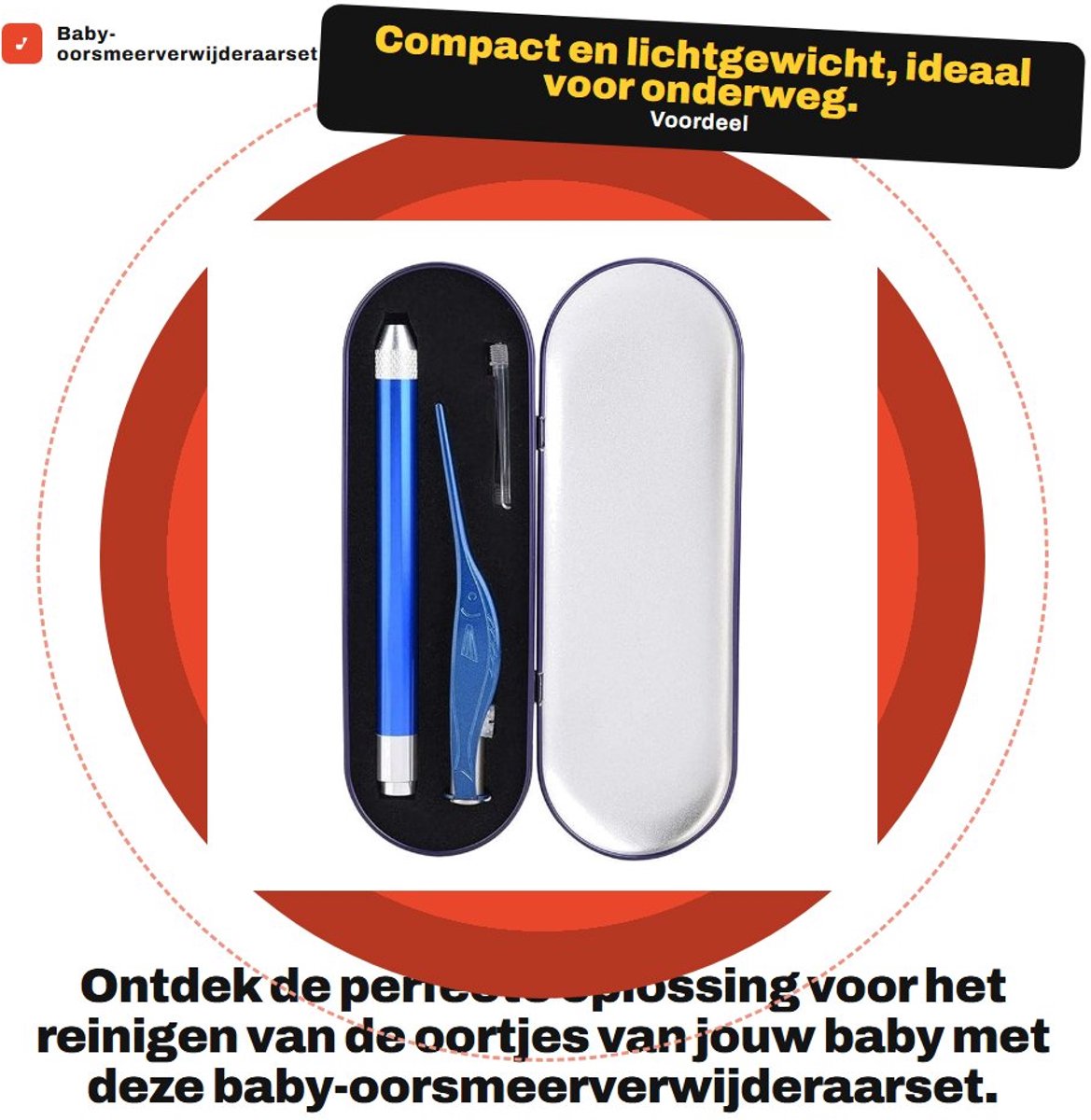 Dailygoods - Baby-oorsmeerverwijderaarset - Oorsmeerverwijderaar - Lichtgevend pincet - Blauw - Veilig voor baby's - Inclusief opbergdoos - Perfect vo...