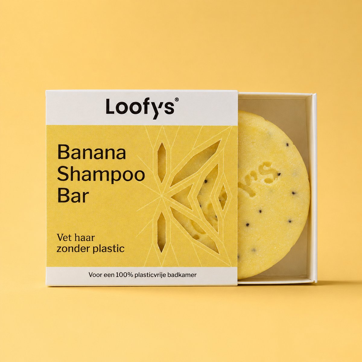 Loofys Shampoo Bar Banana – Shampoo voor Vet Haar – Zonder Siliconen & Parabenen – Vegan & Plasticvrij – 60g