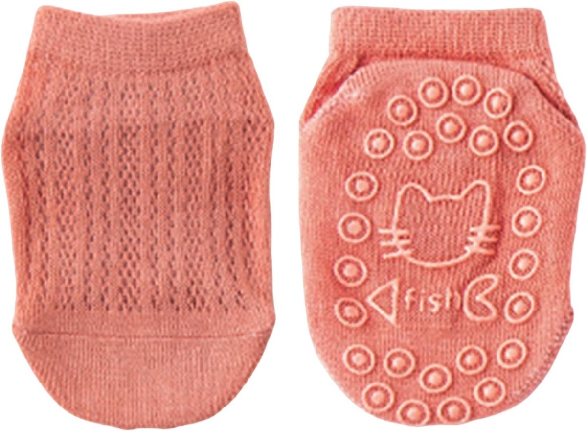 Babysokken - Peutersokken - Binnenlopen - Antislip zolen - 0-1 Jaar - Rood